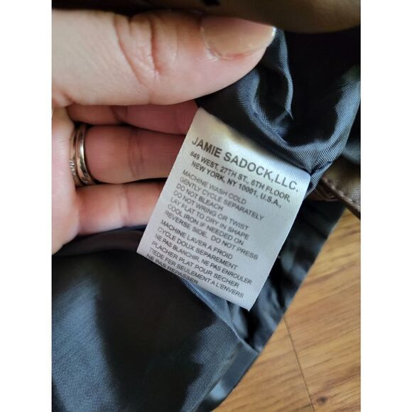 Jamie Sadock Brown Perforated Faux Leather Moto‎ Jacket Equestrian Small Golf - Picture 10 of 10